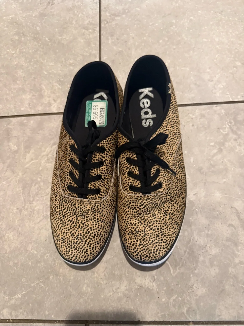 Keds Champion Animal Leopard Print Low-Top Sneakers - Tan/Black US 11